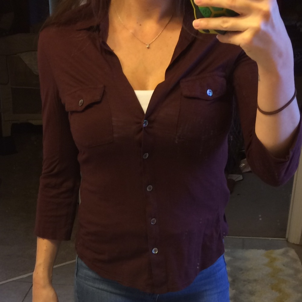 James Perse Standard Black Panel Button Down Shir… - image 4